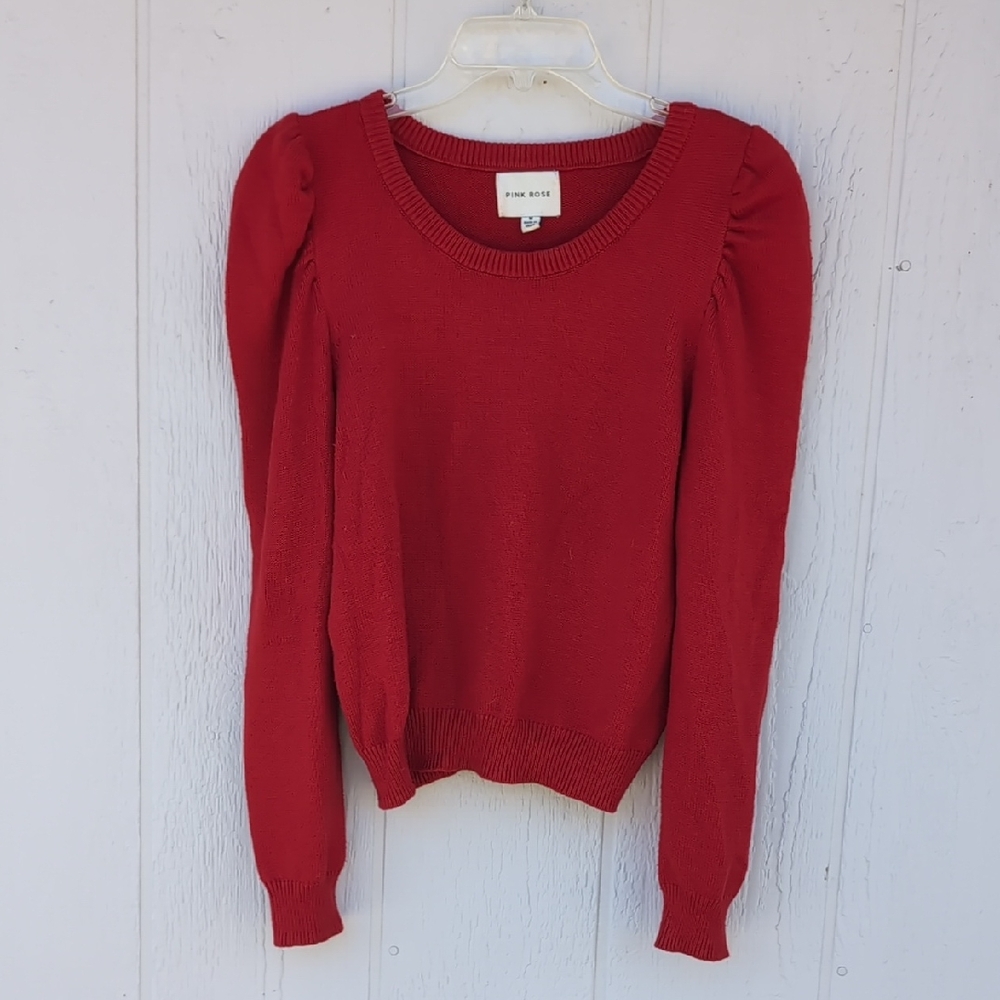 Pink Rose Red Crew Neck Sweater